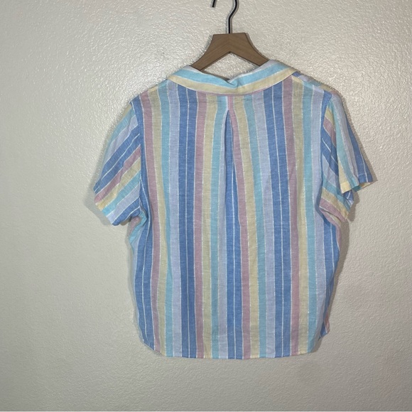 Rails Zuma Jubilee Stripe Short Sleeve Top Womens Medium Pastel Rainbow Striped - Picture 6 of 6